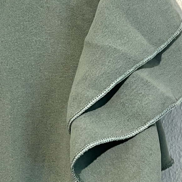 SHEIN VCAY Large Butterfly Sleeve Ruffle Hem Dress in Army Green - Picture 2 of 6